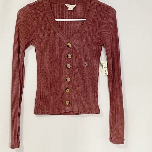 Aeropostale Lilac Ribbed Knit Cardigan XS - Picture 3 of 8